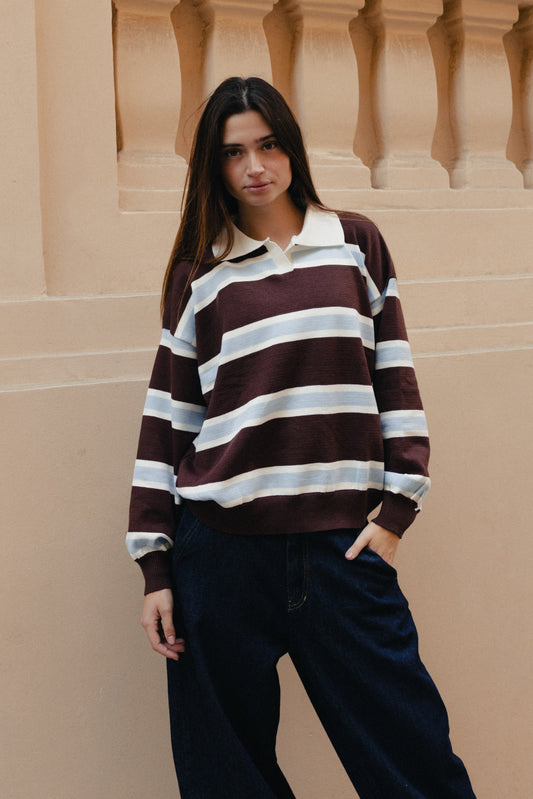 Stripped Polo Sweater