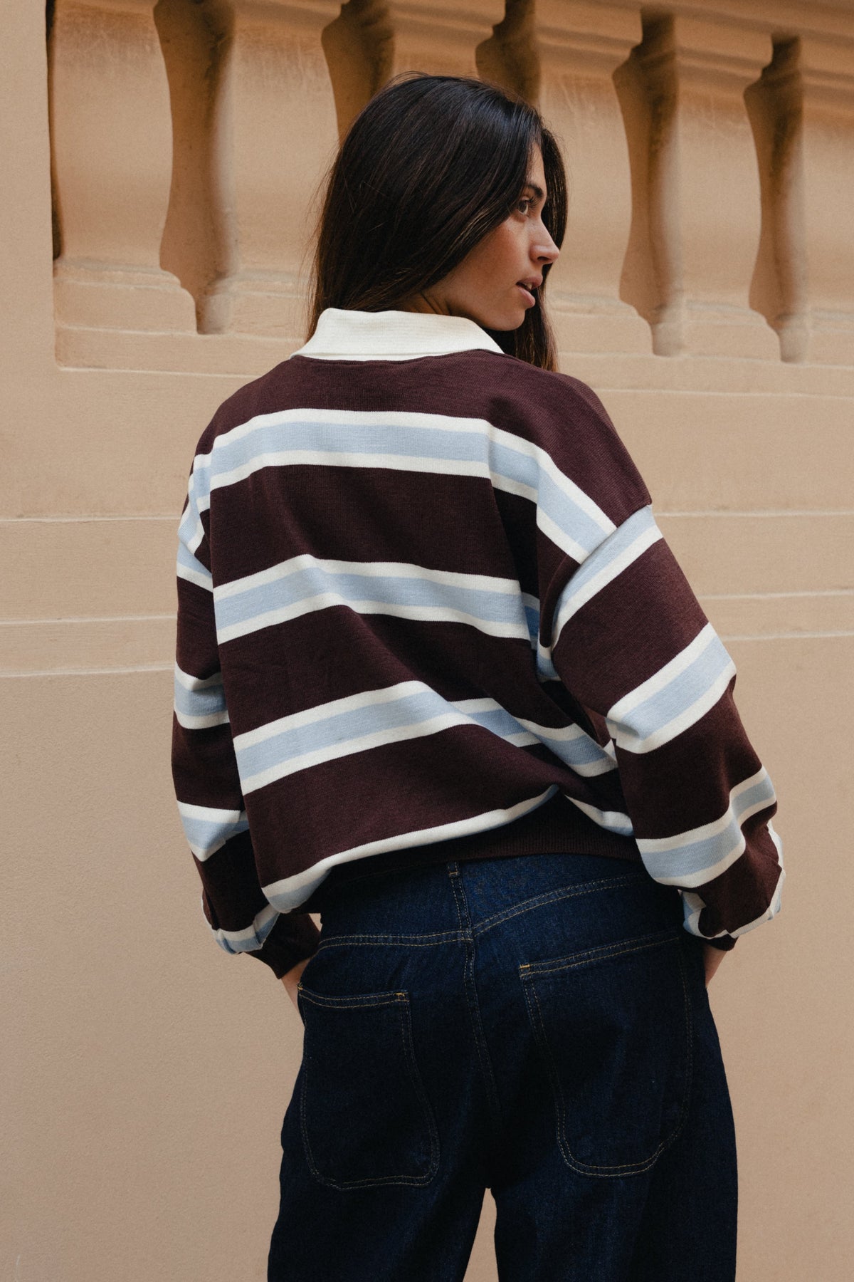 Stripped Polo Sweater