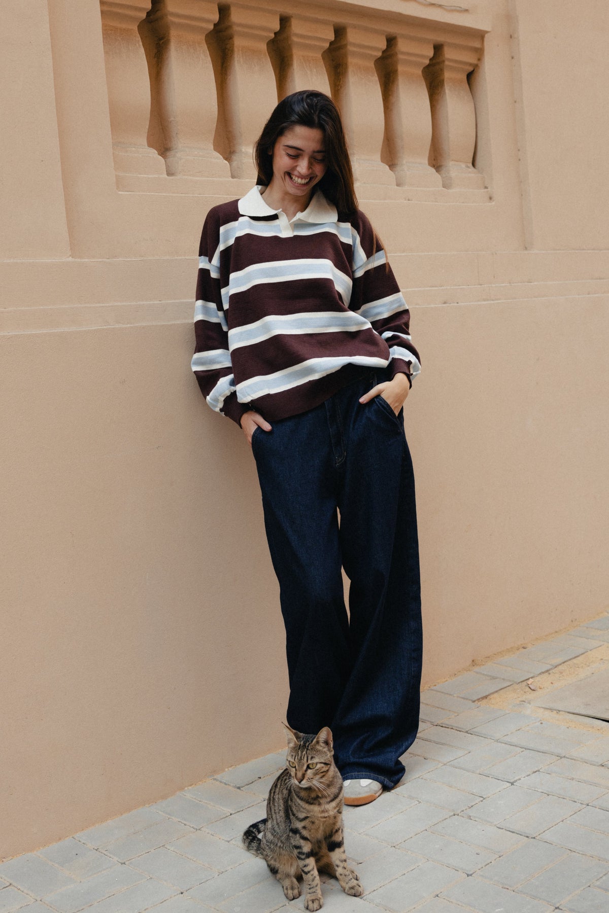Stripped Polo Sweater