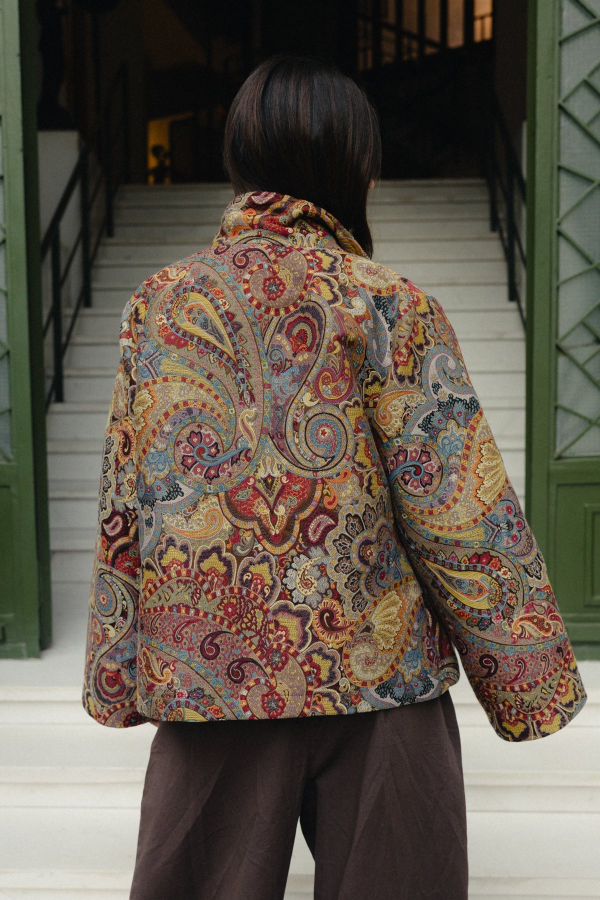 Jacquard Funnel Neck Jacket