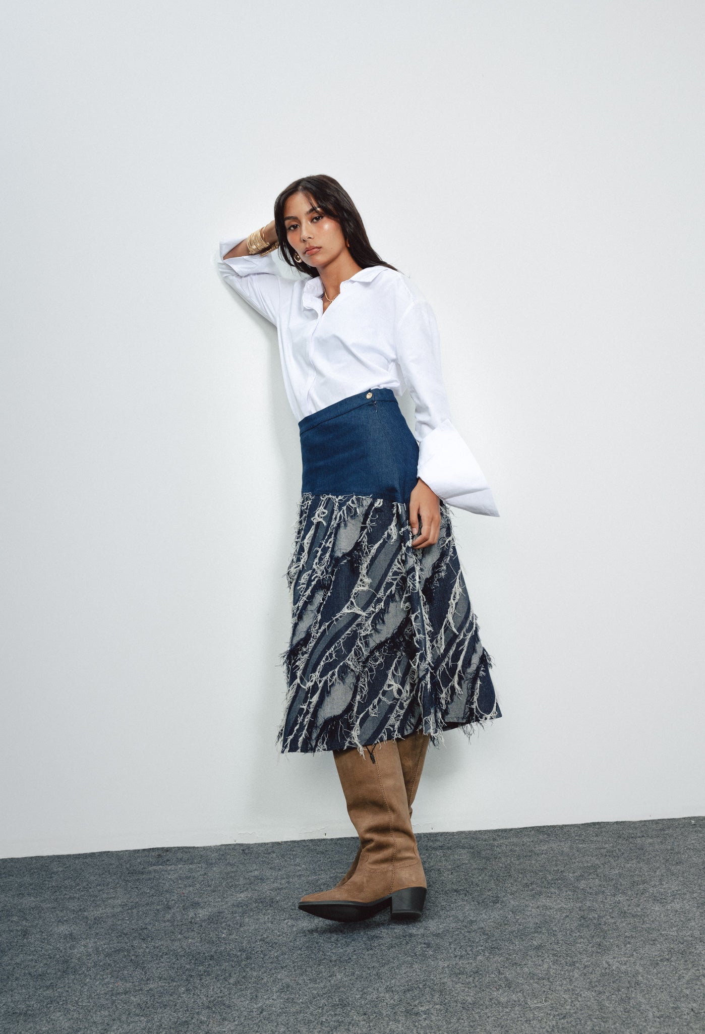 Frayed Denim Skirt
