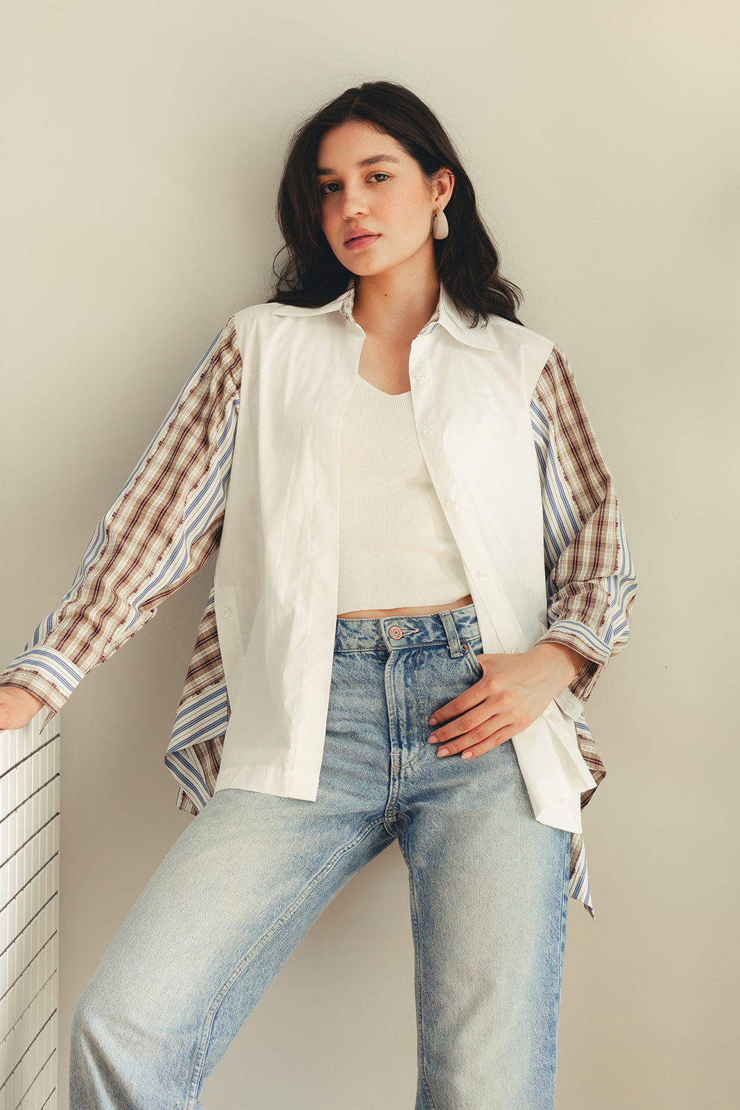 Duo Patterned Shirt - White