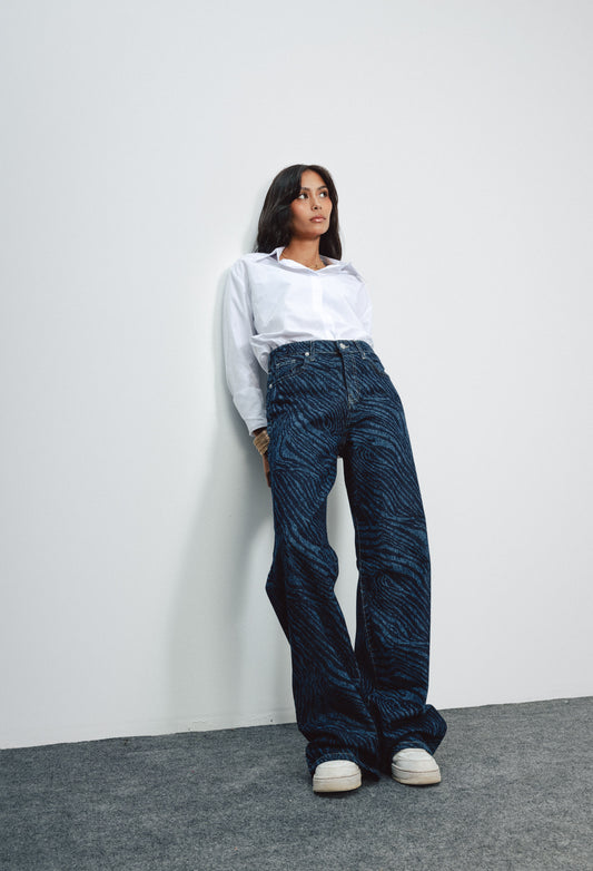 Zebra Look Denim Pants