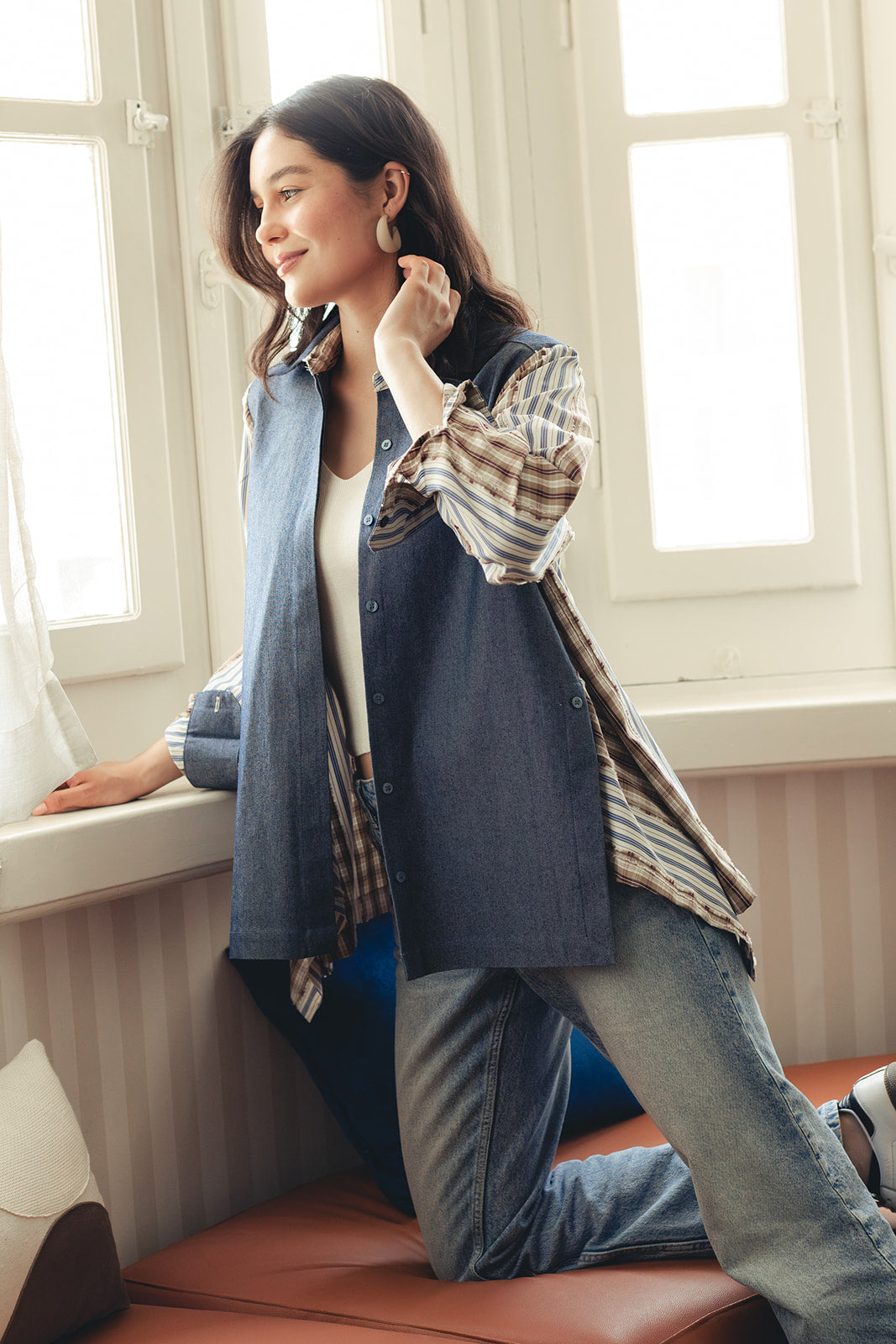 Duo Patterned Shirt - Denim Blue