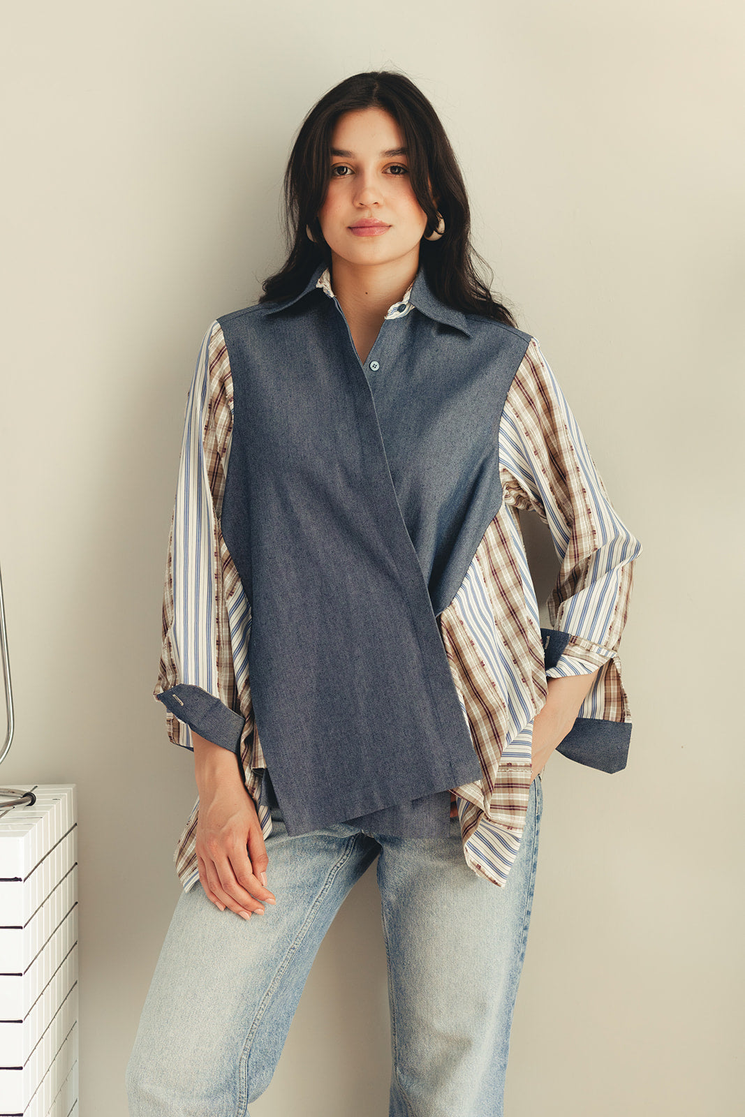 Duo Patterned Shirt - Denim Blue