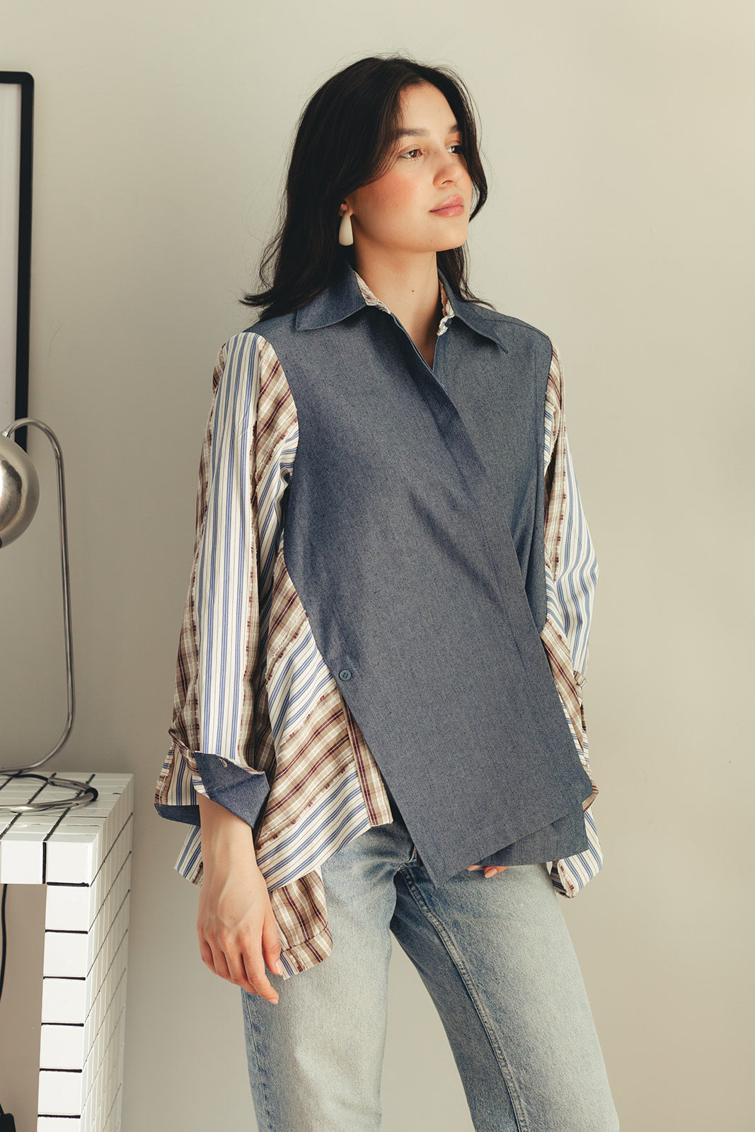 Duo Patterned Shirt - Denim Blue