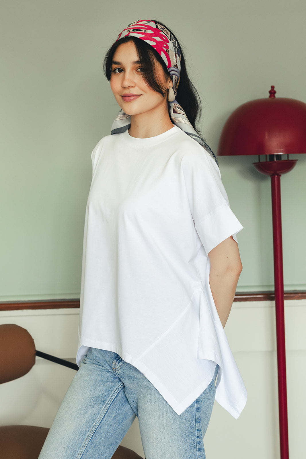Asymmetric Cotton T-shirt - White
