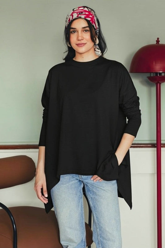 Long Sleeve asymmetric t-shirt - Black