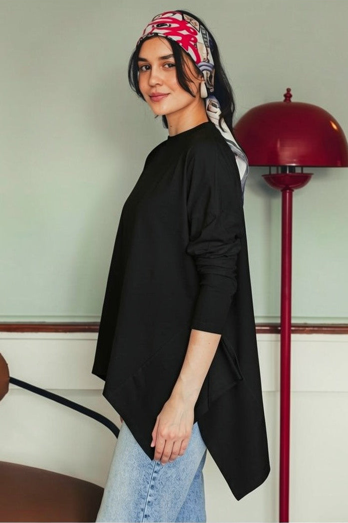 Long Sleeve asymmetric t-shirt - Black