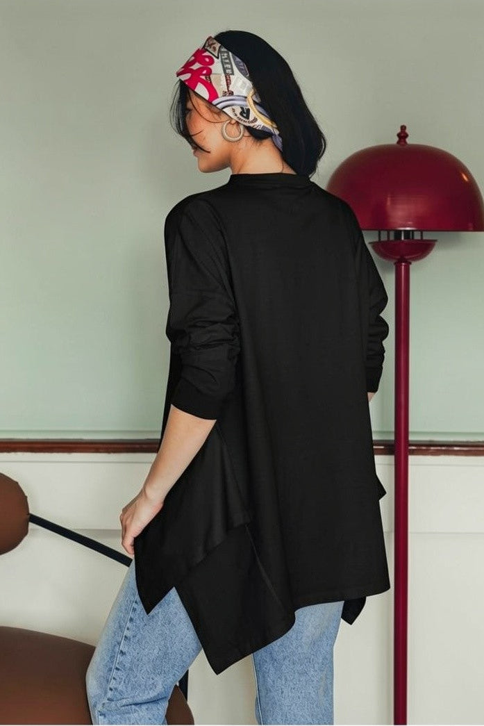 Long Sleeve asymmetric t-shirt - Black