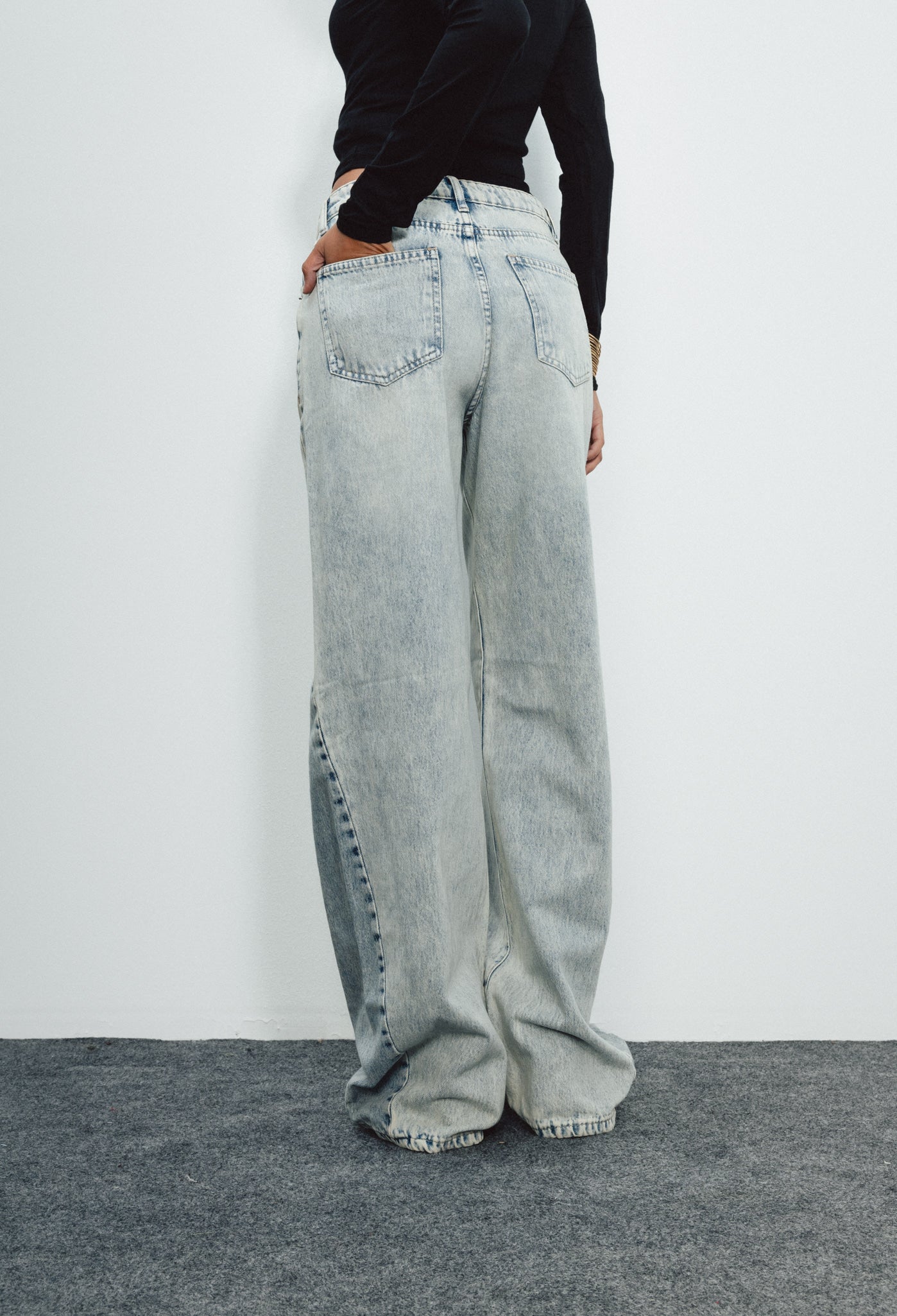 Two tone denim pants