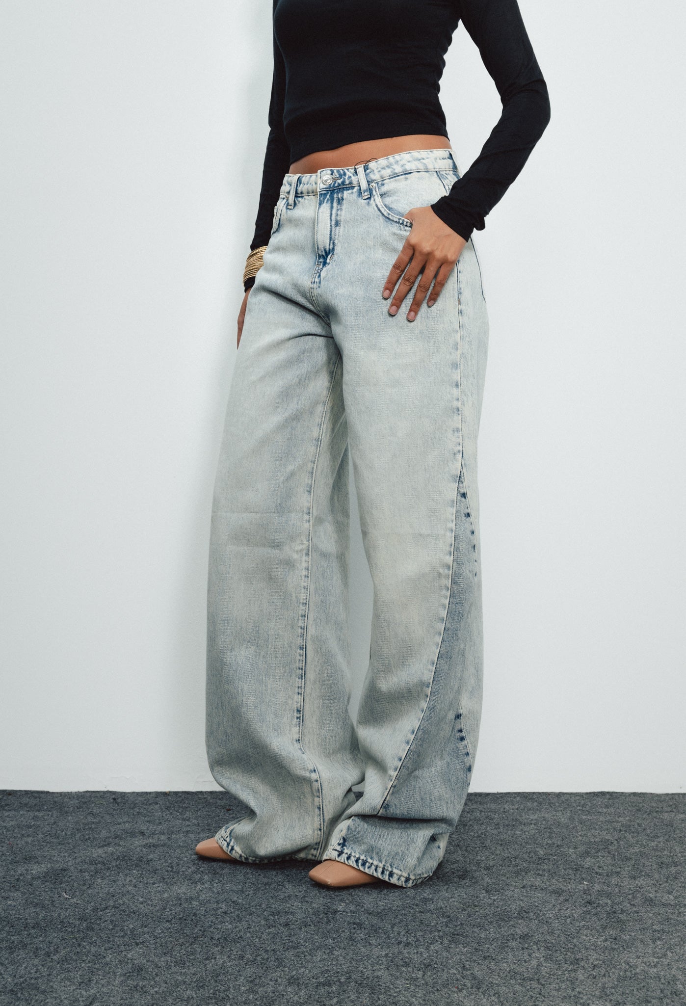 Two tone denim pants