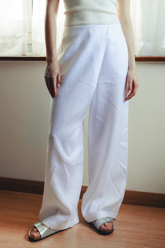 Pure Linen Pants - White