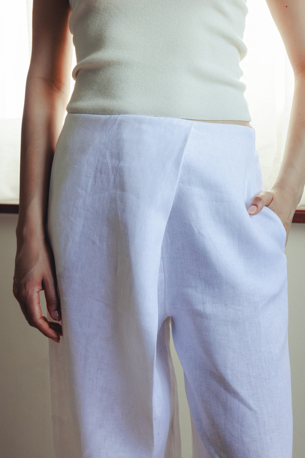 Pure Linen Pants - White