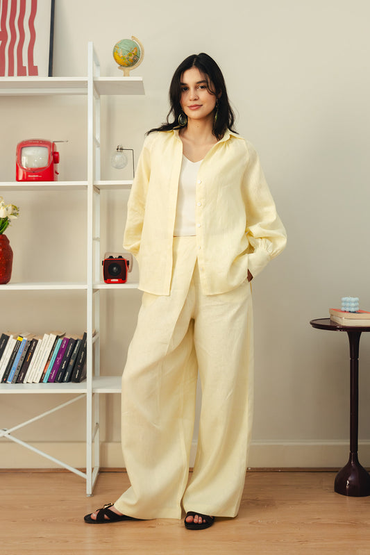 Pure Linen Shirt - Yellow