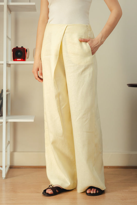 Pure Linen Pants - Yellow