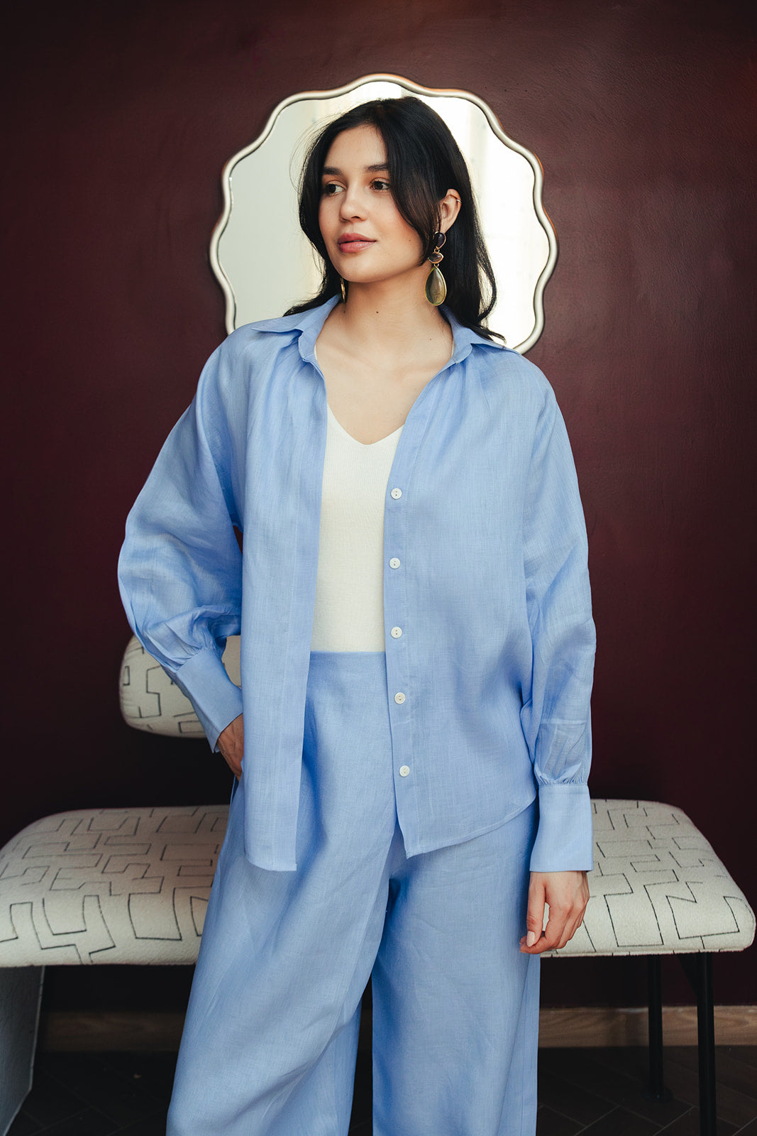 Pure Linen Shirt - Blue