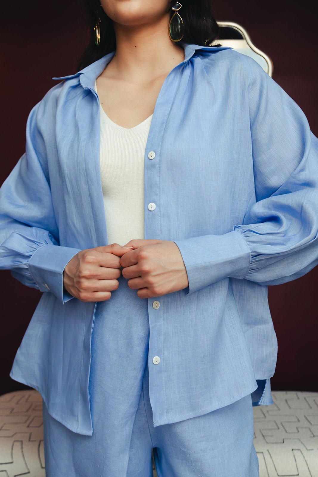 Pure Linen Shirt - Blue