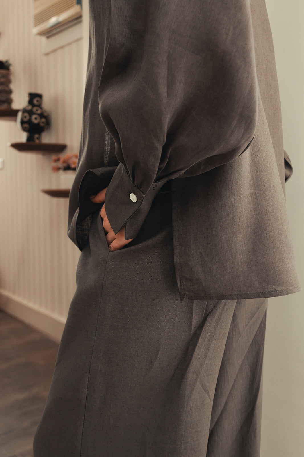 Pure Linen Shirt - Brown