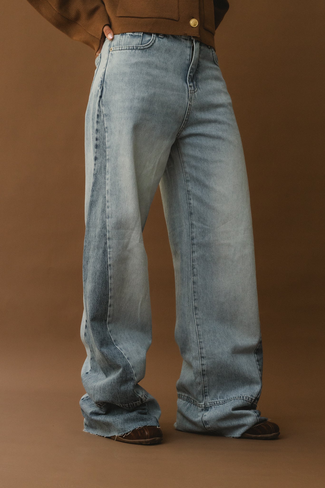 Two Tone Denim Pants - Light