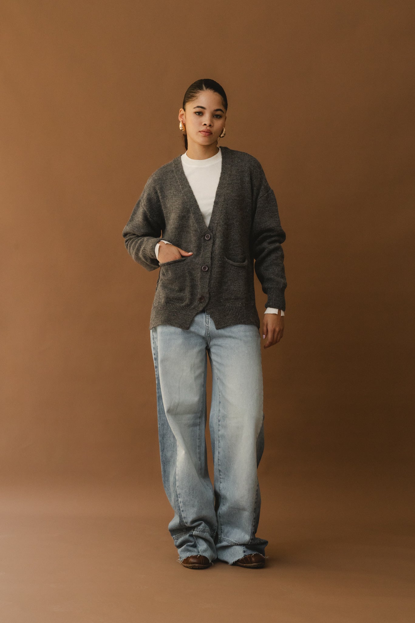 Wool Cardigan - Charcoal Grey