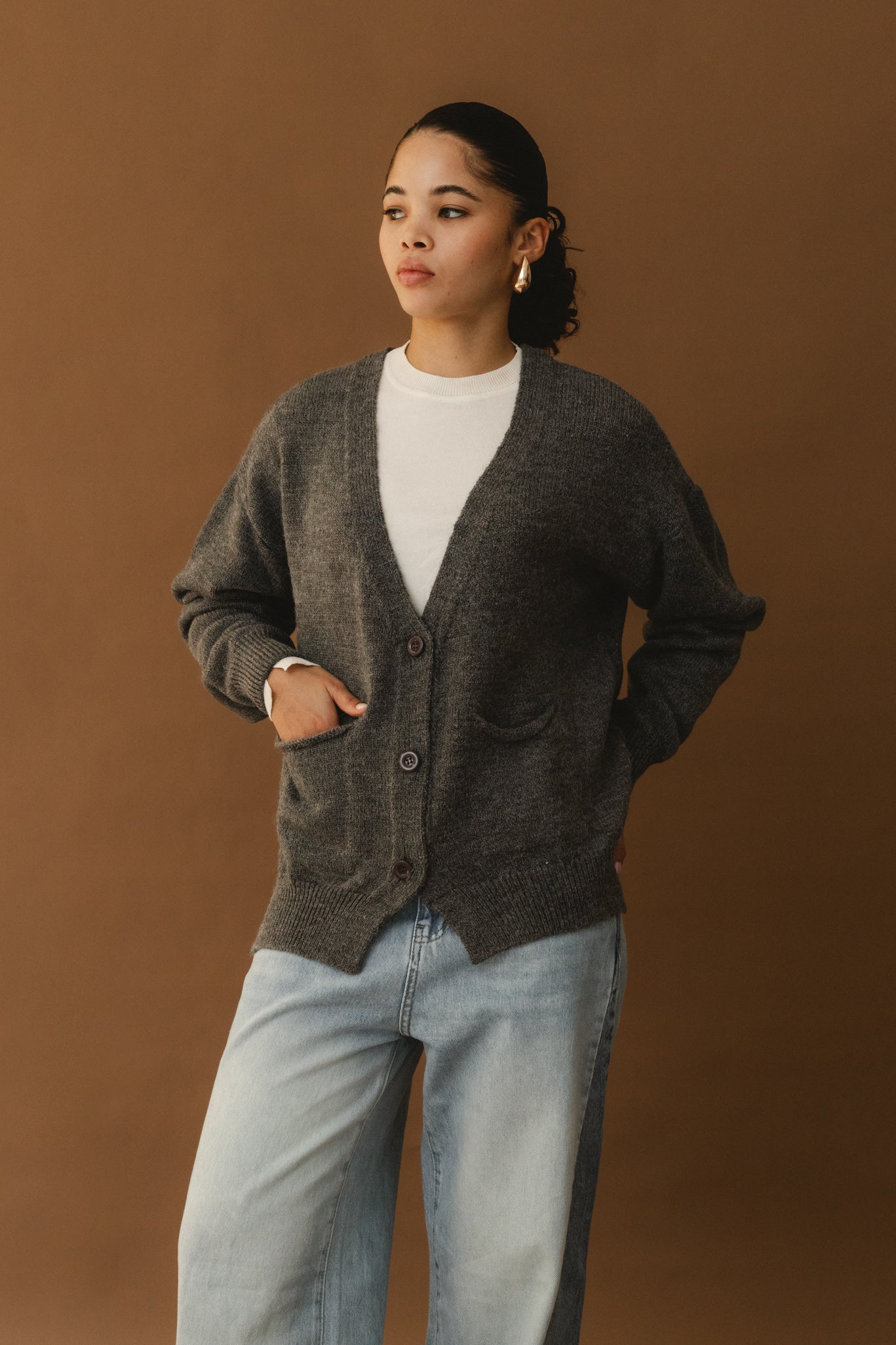 Wool Cardigan - Charcoal Grey