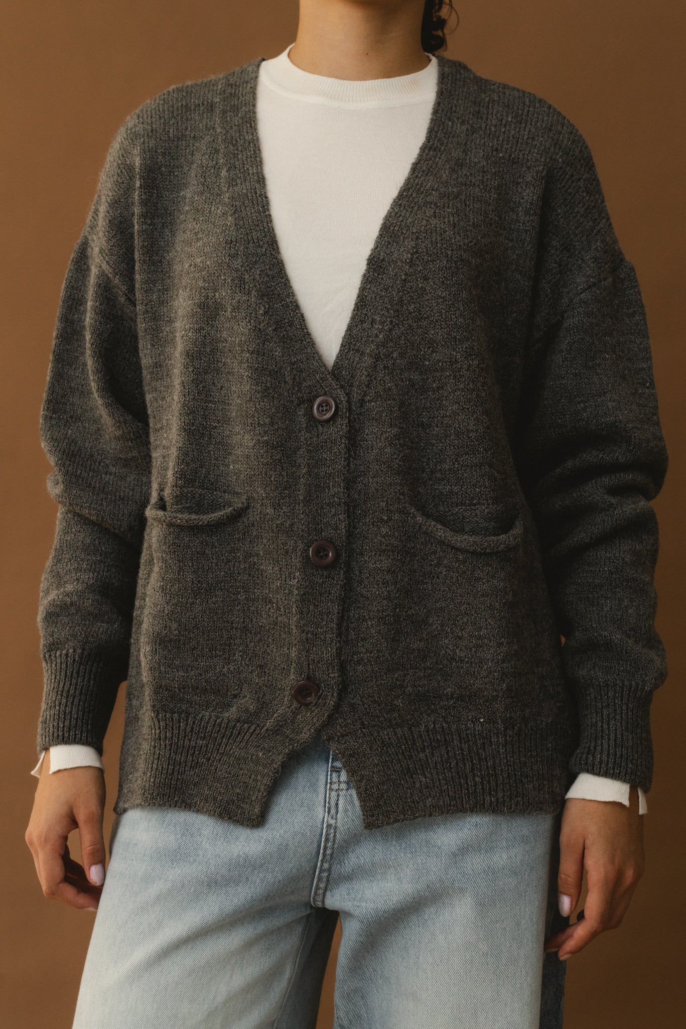 Wool Cardigan - Charcoal Grey