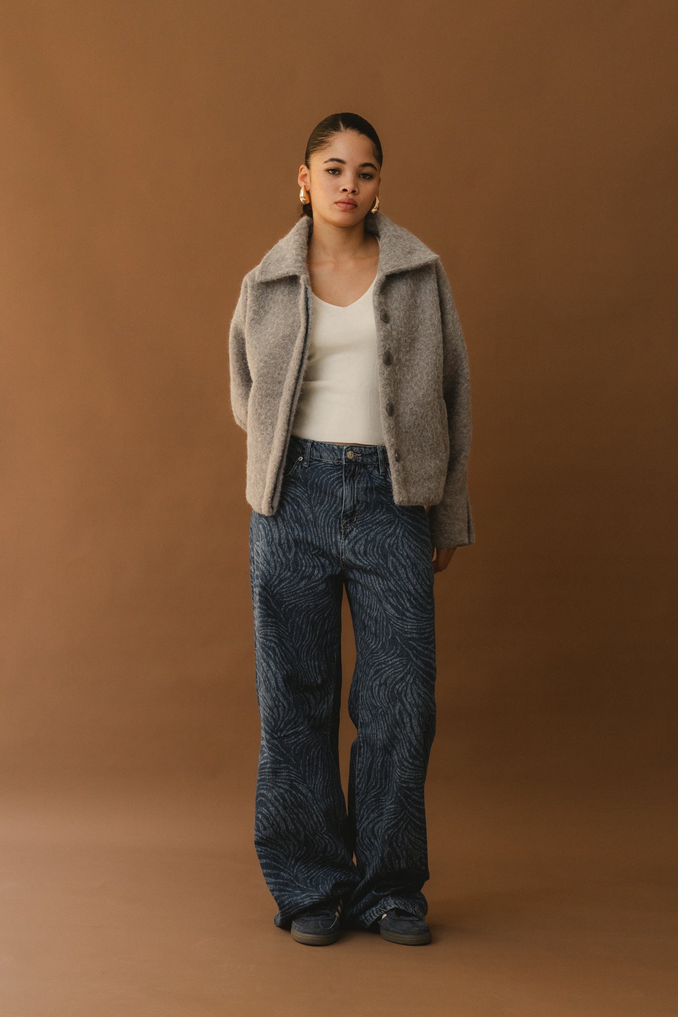 Fuzzy Wool Jacket - Grey