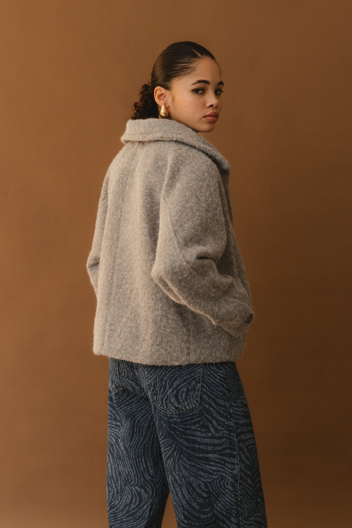 Fuzzy Wool Jacket - Grey