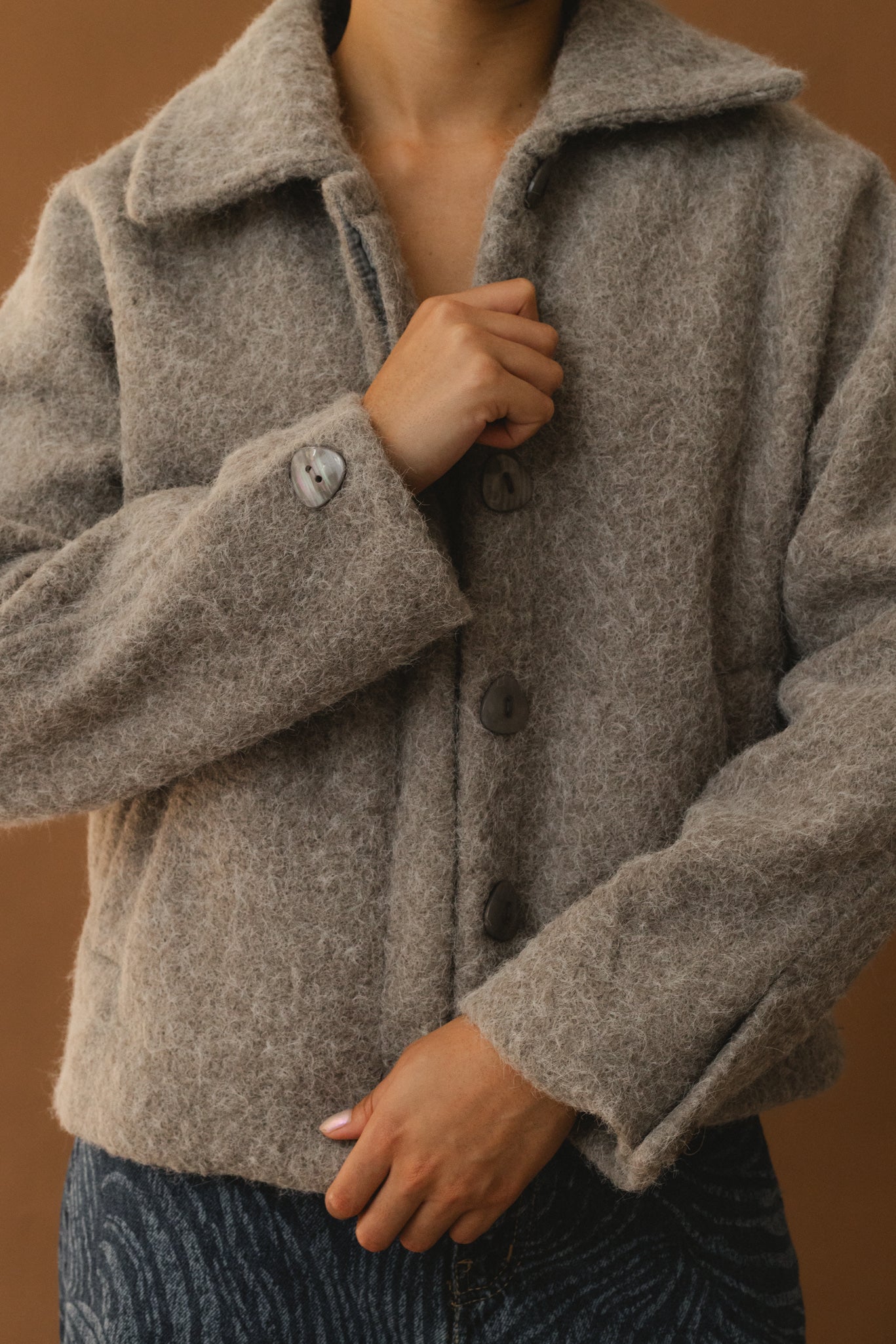 Fuzzy Wool Jacket - Grey
