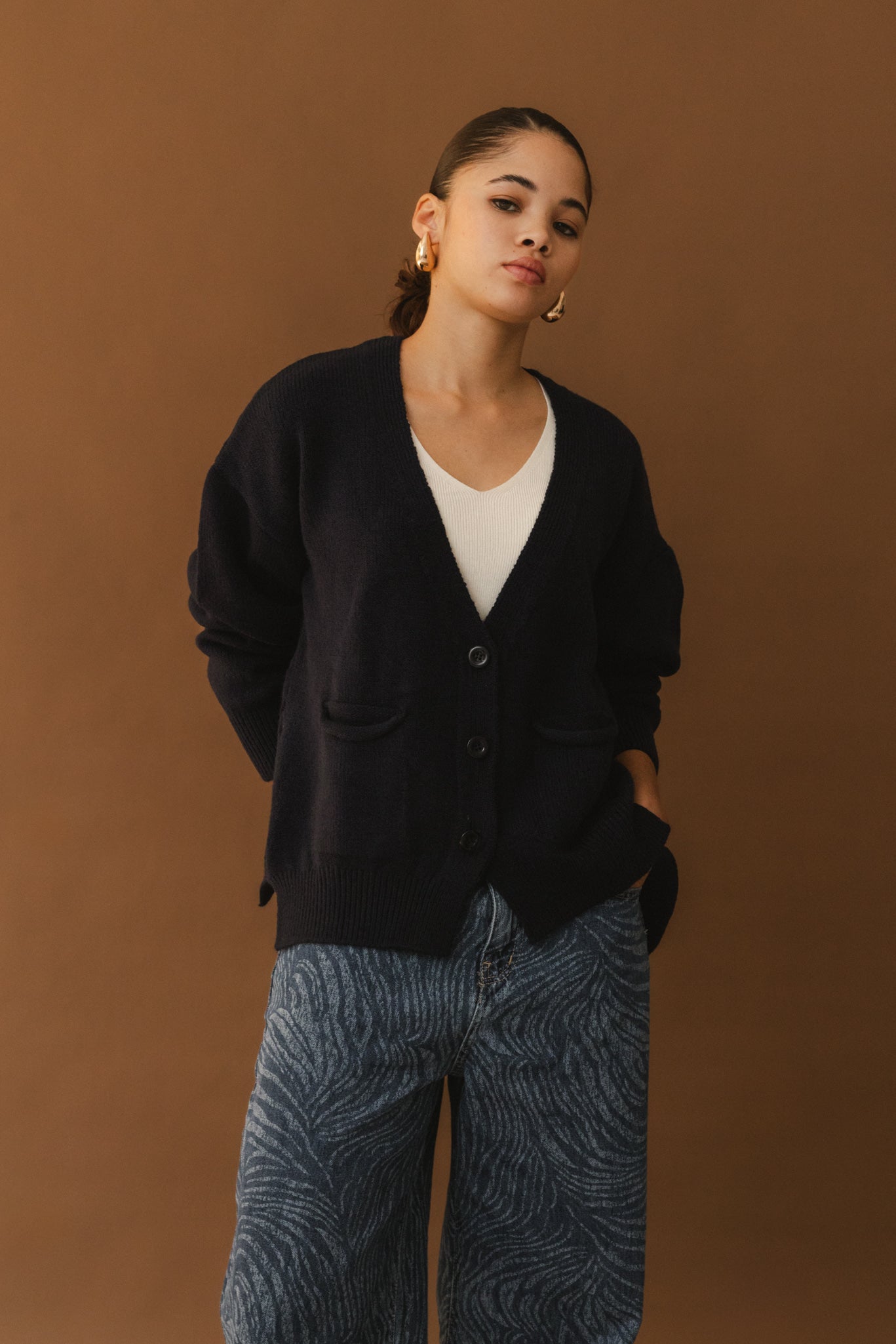 Wool Cardigan - Navy Blue