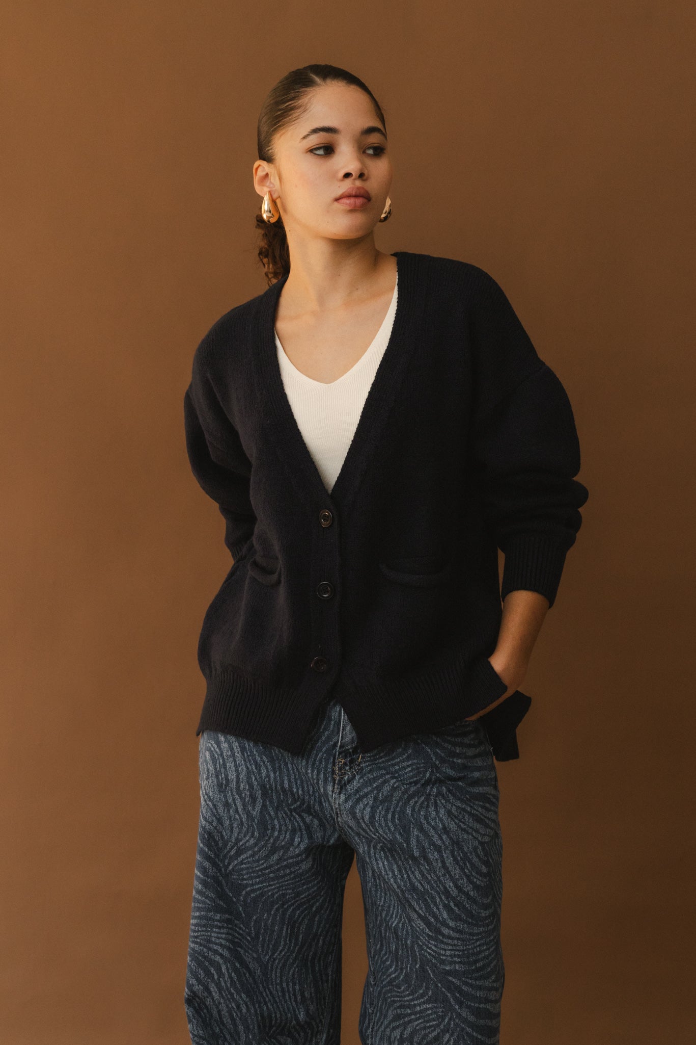 Wool Cardigan - Navy Blue