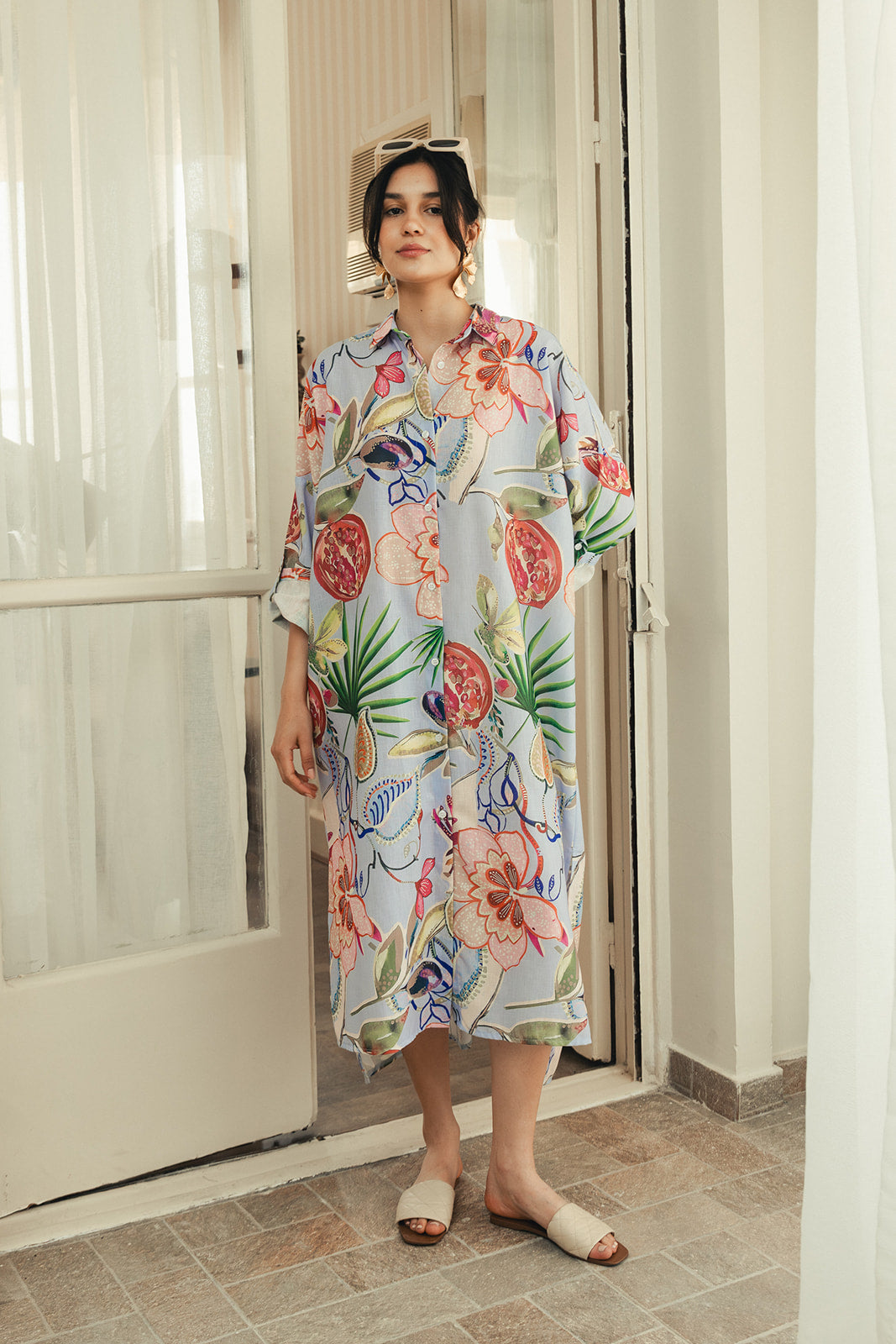 Printed Floral Shirt Dress