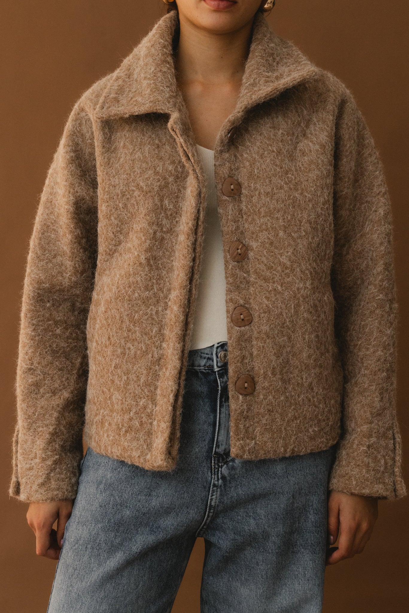 Fuzzy Wool Jacket - Beige