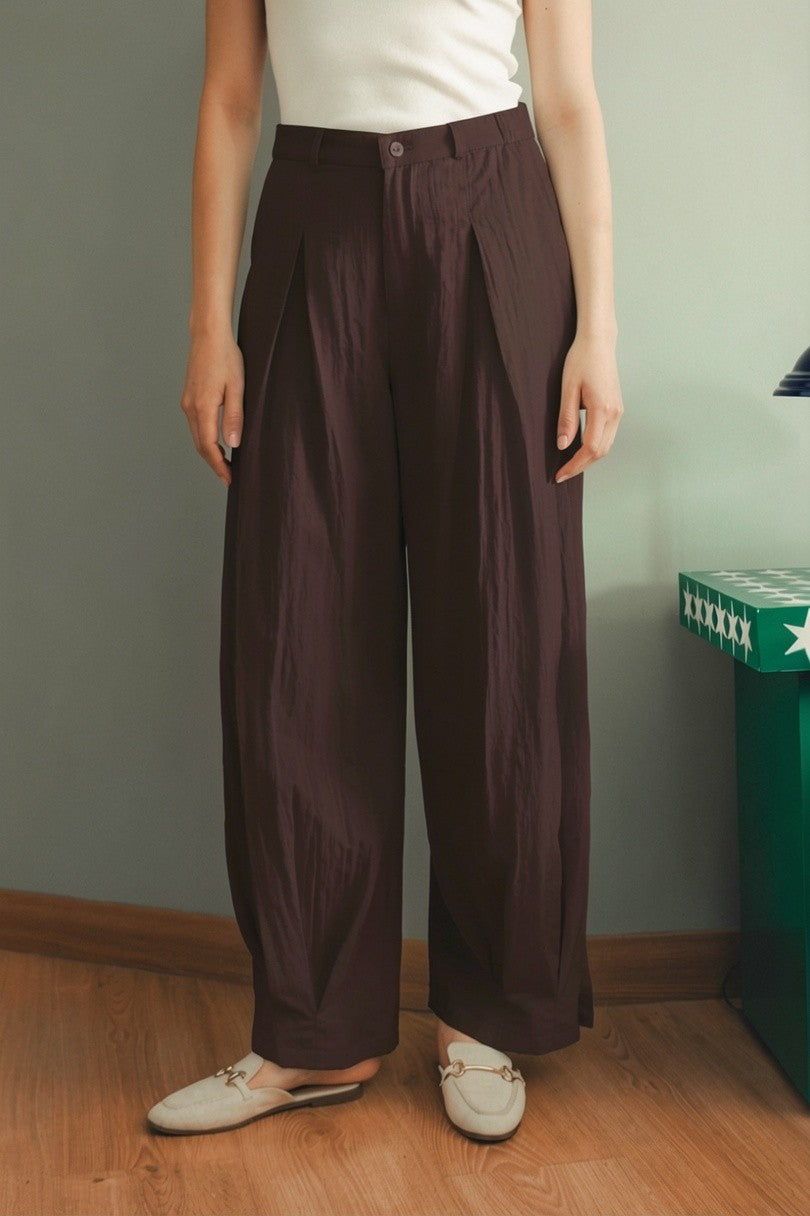 Crinkle Balloon Pants - Brown