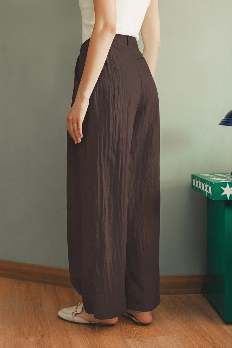 Crinkle Balloon Pants - Brown
