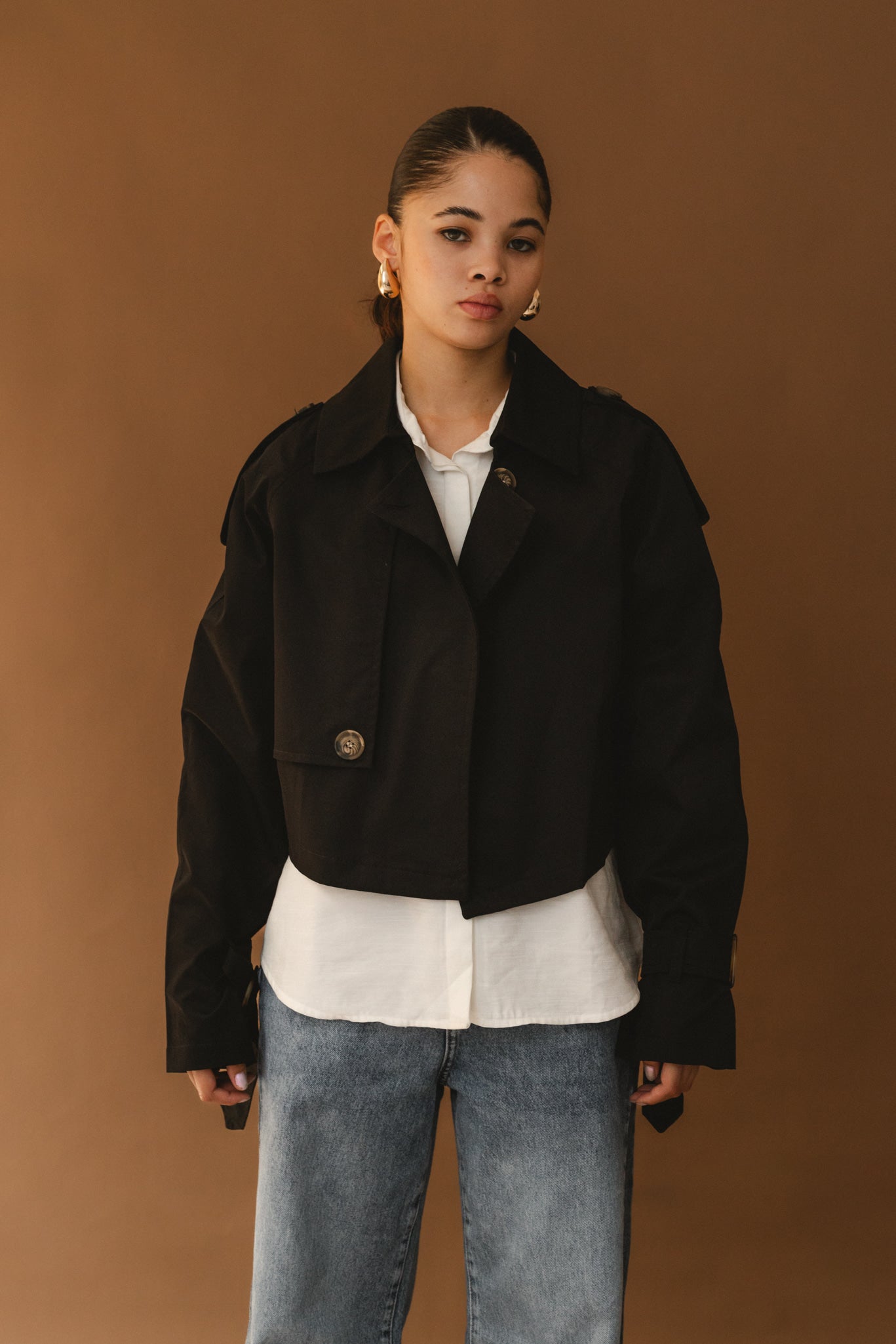 Short Trench Coat - Black