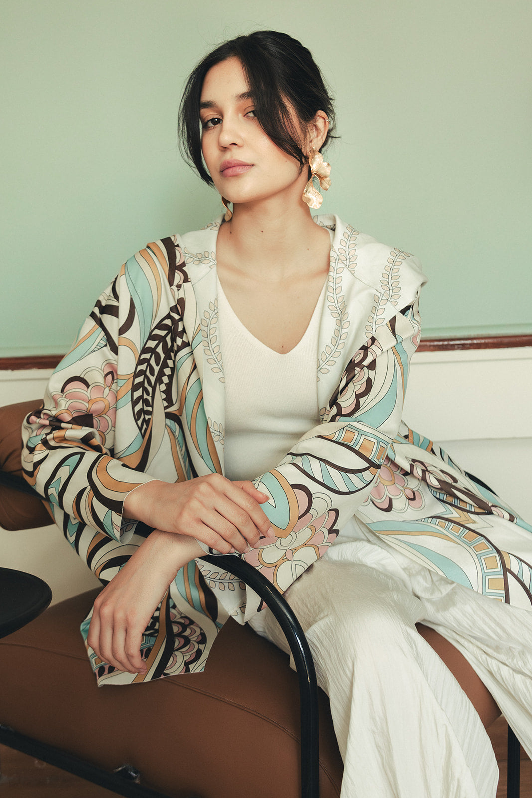 Double Face Printed Scuba Cardigan