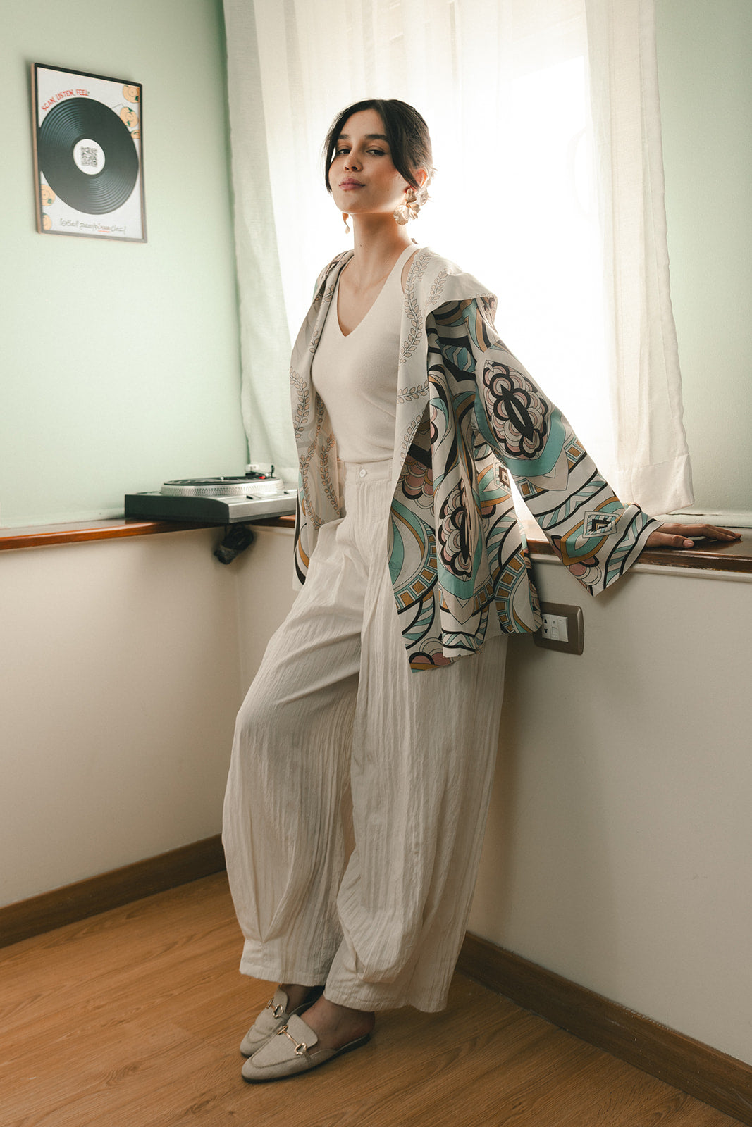 Double Face Printed Scuba Cardigan