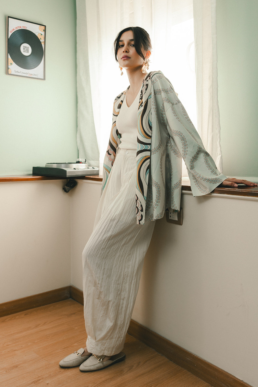 Double Face Printed Scuba Cardigan