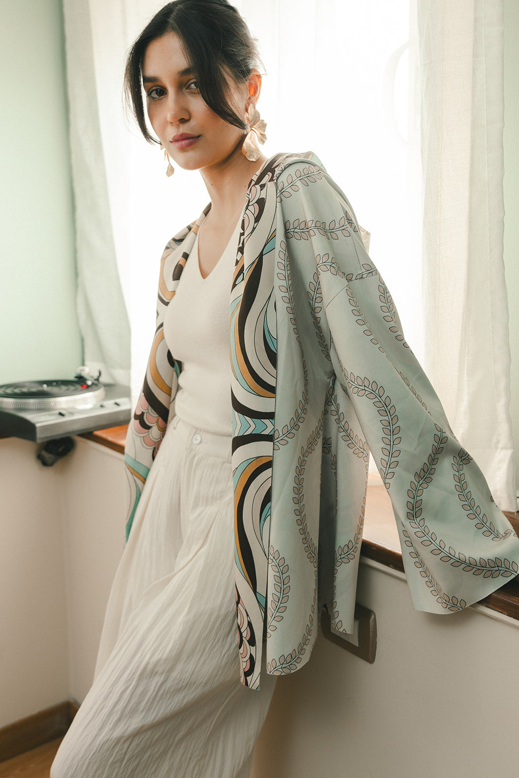 Double Face Printed Scuba Cardigan
