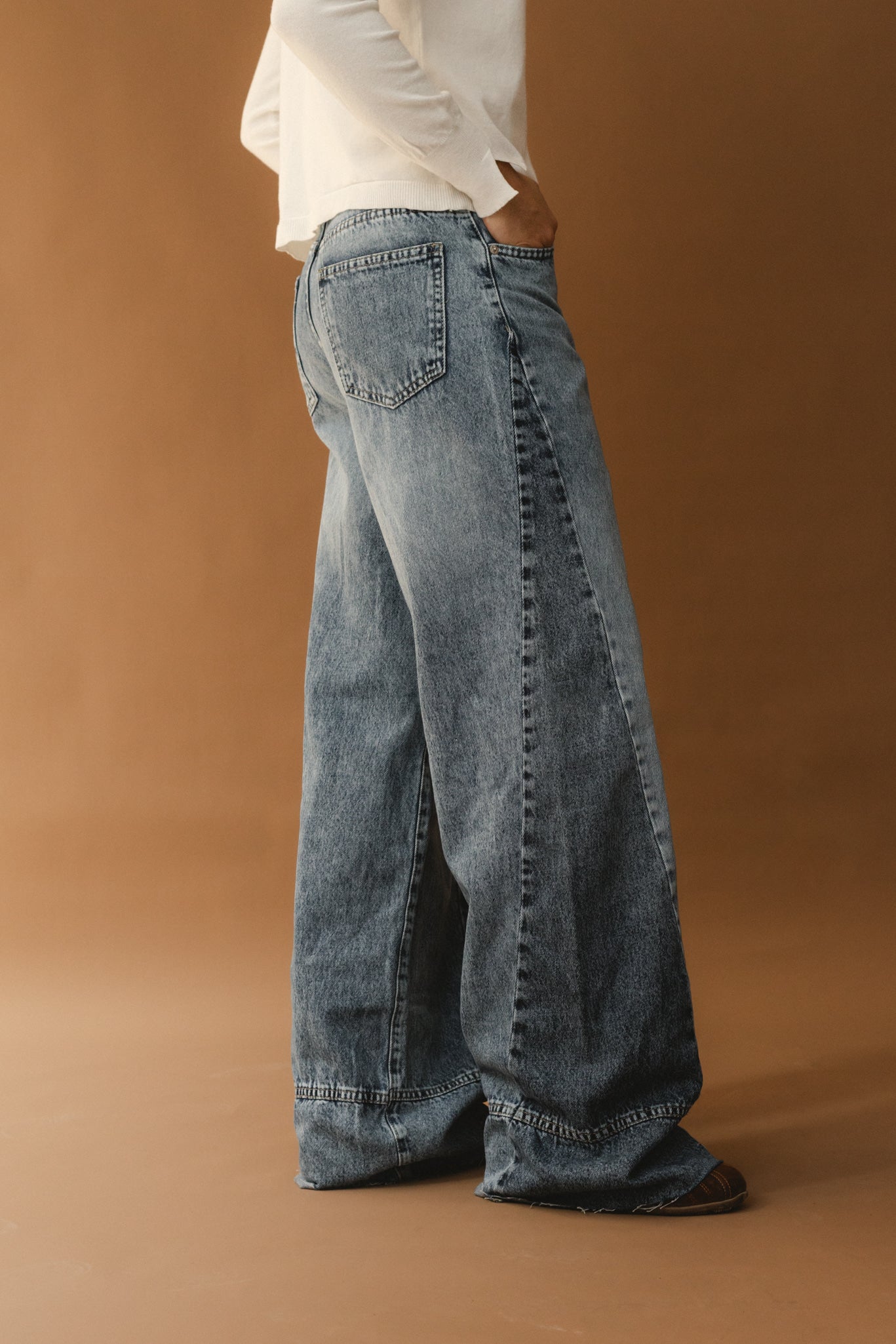 Two Tone Denim Pants - Dark
