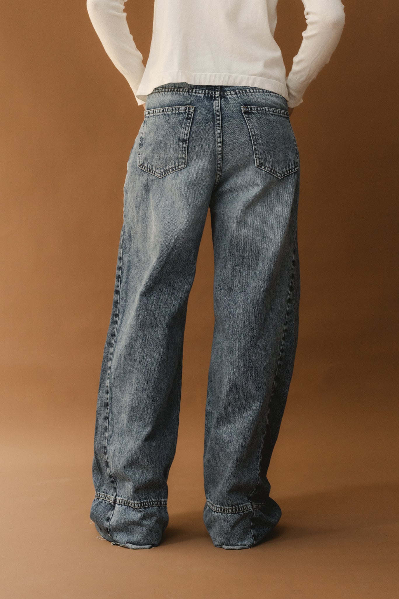 Two Tone Denim Pants - Dark