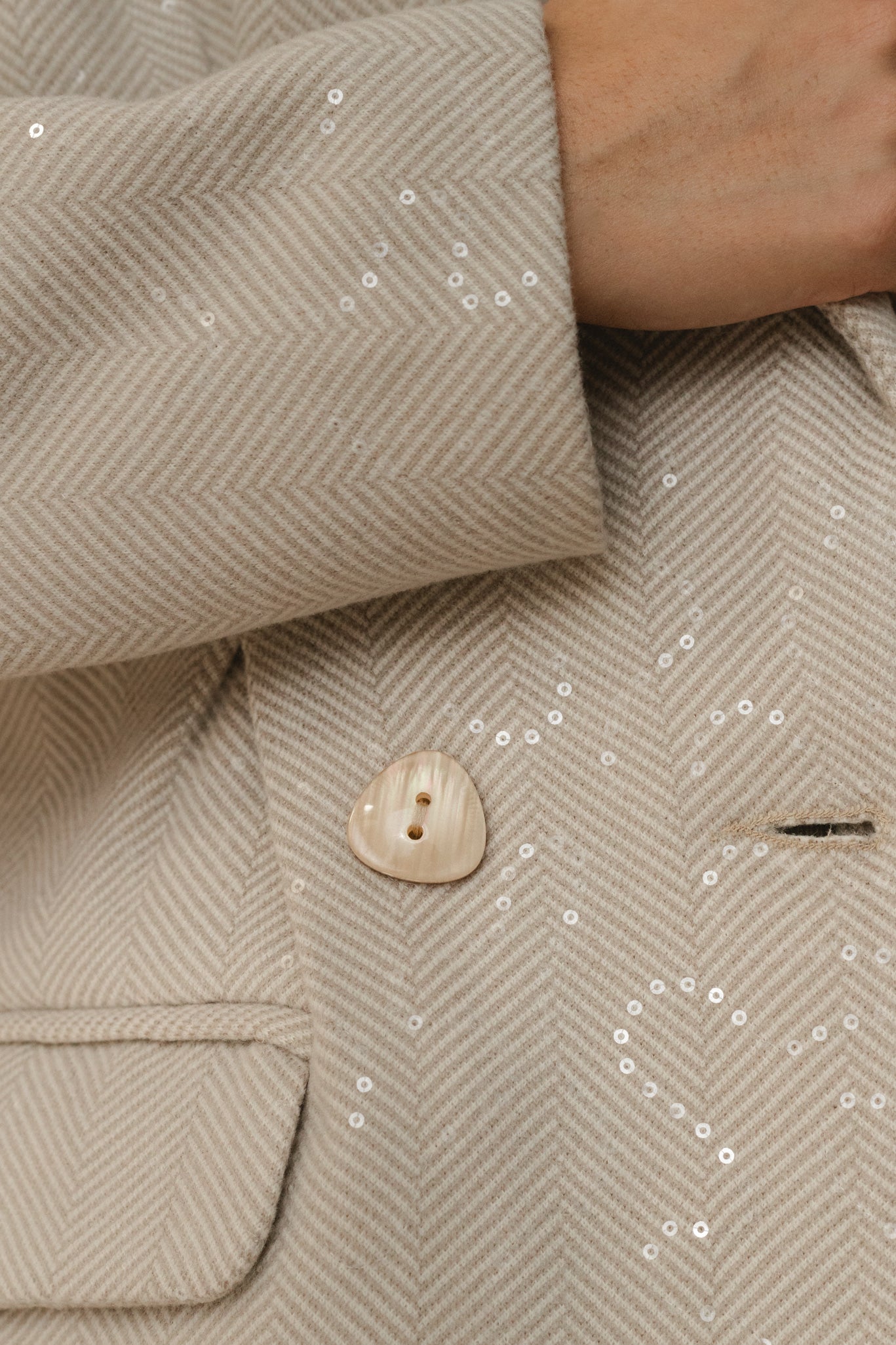 Cinched Shimmery Blazer - Beige