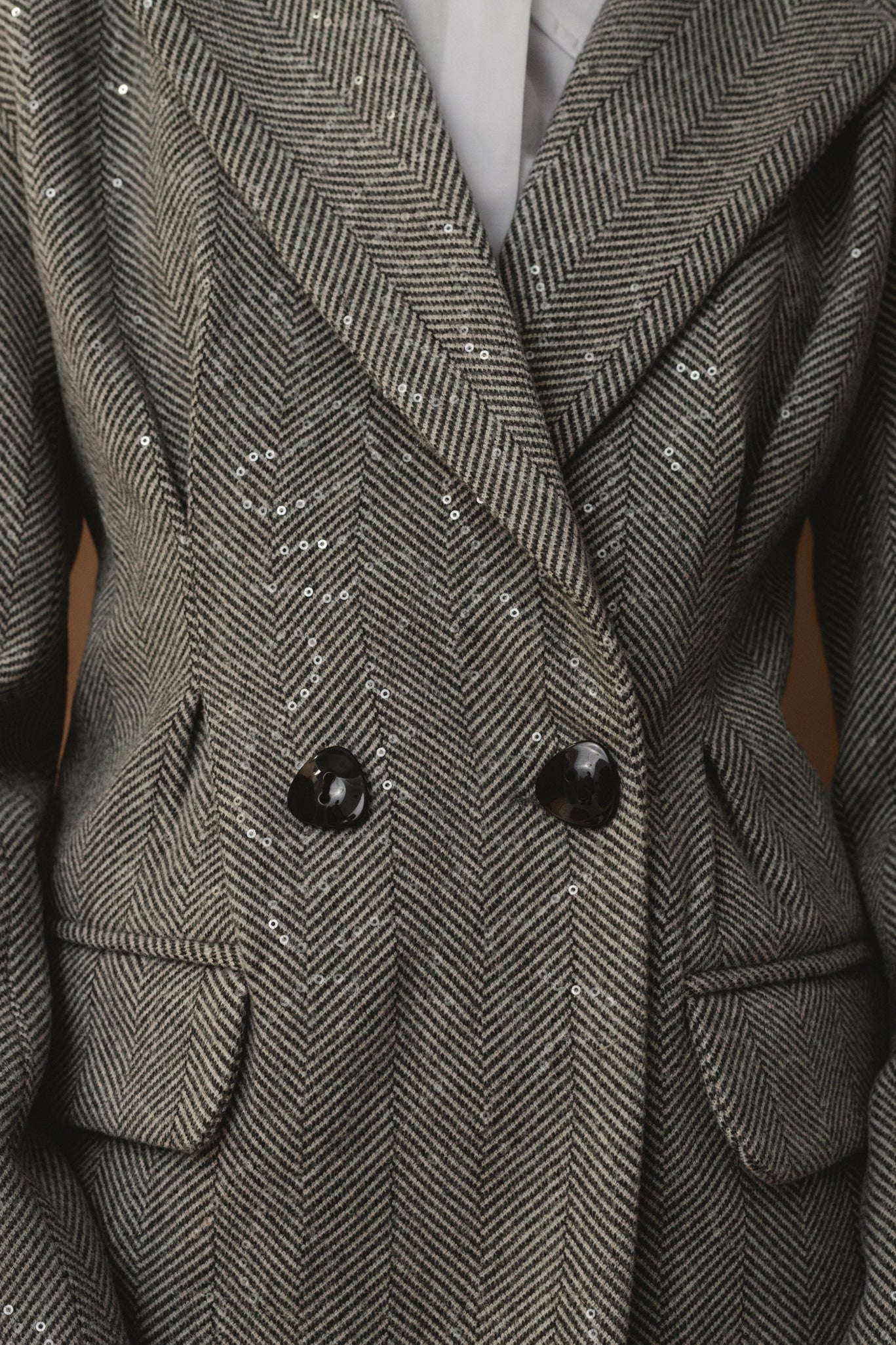 Cinched Shimmery Blazer - Grey