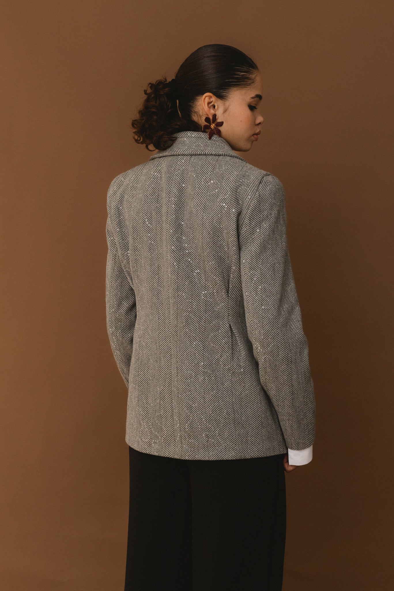 Cinched Shimmery Blazer - Grey