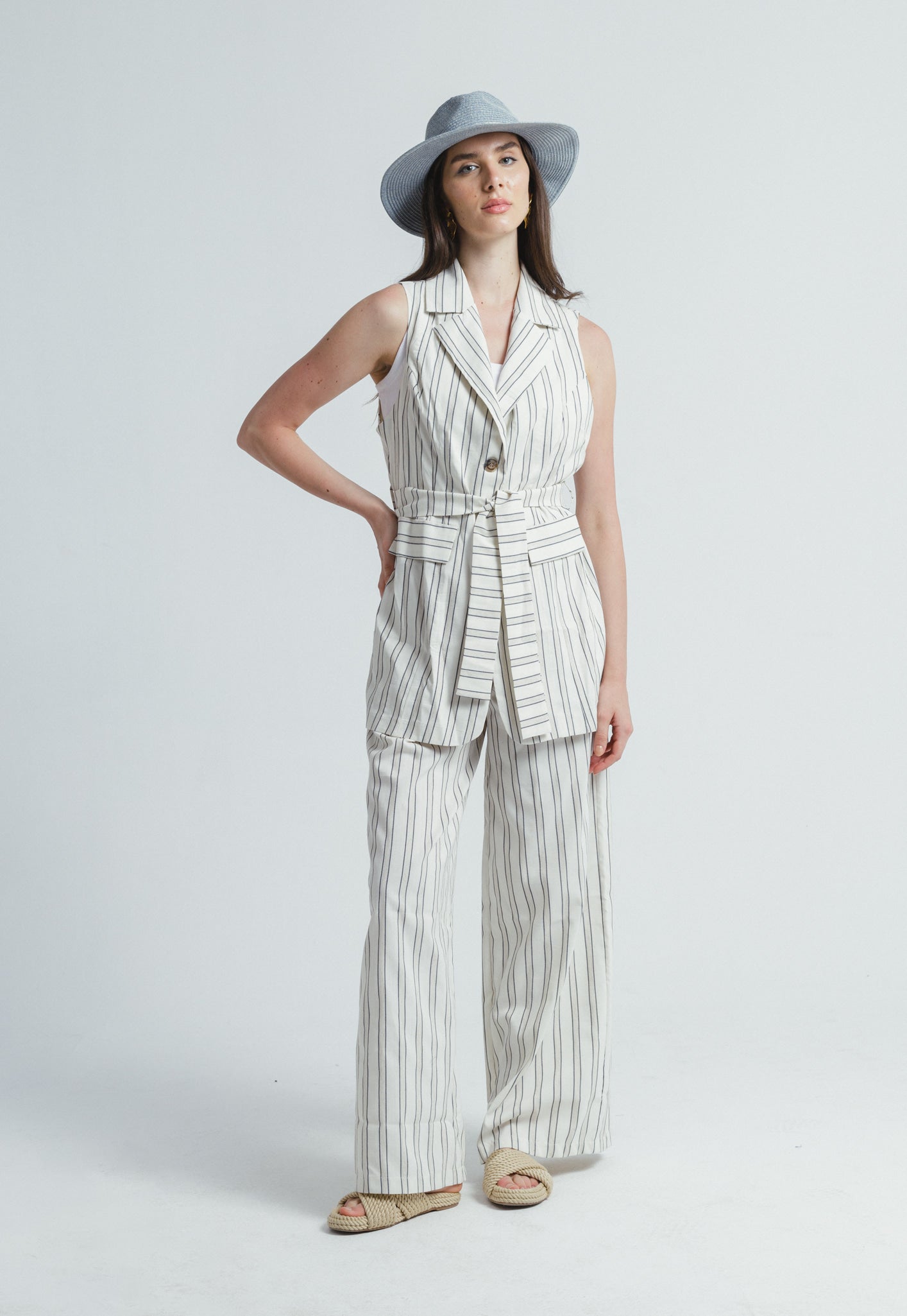 Striped Linen Set - Black