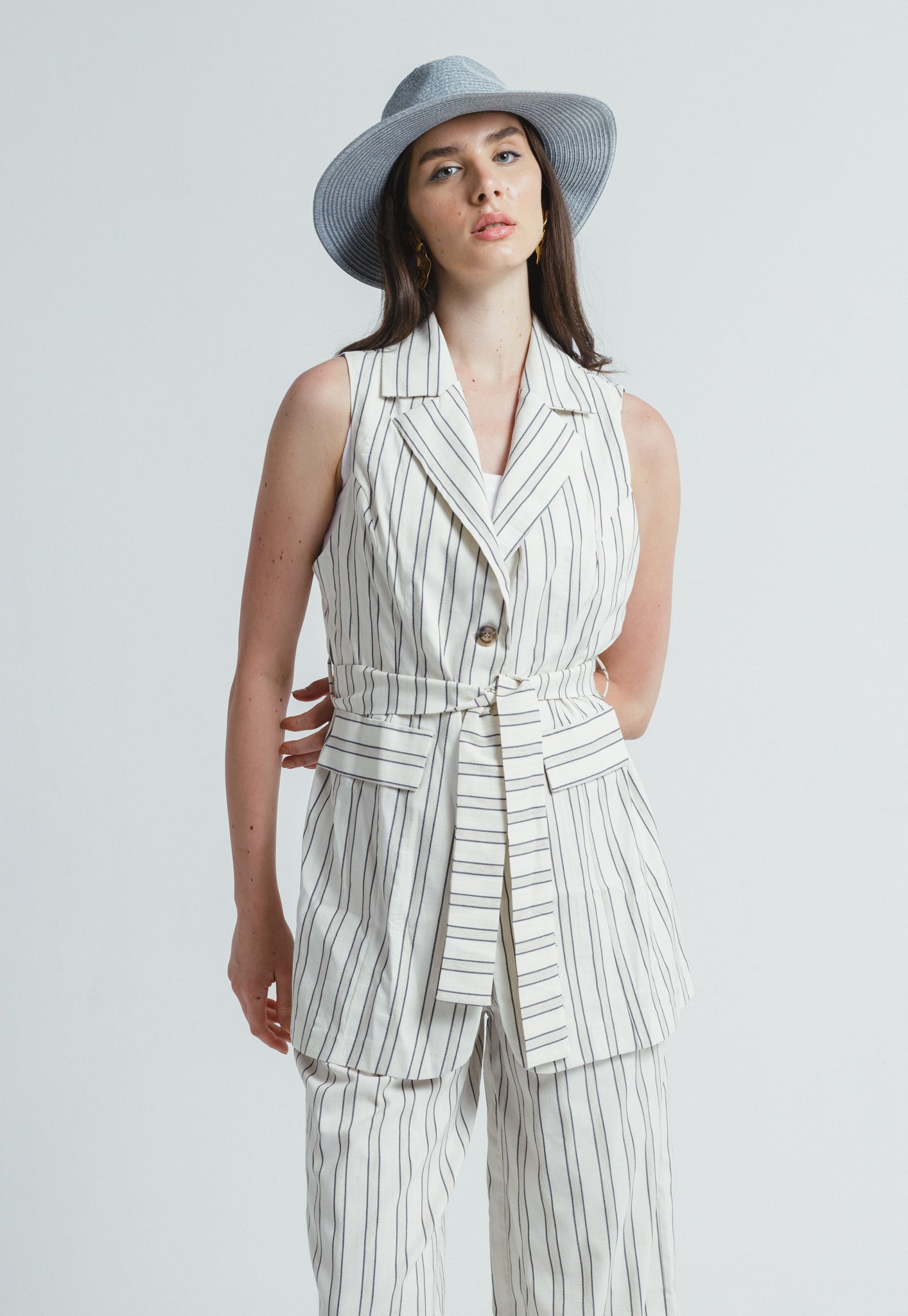 Striped Linen Set - Black