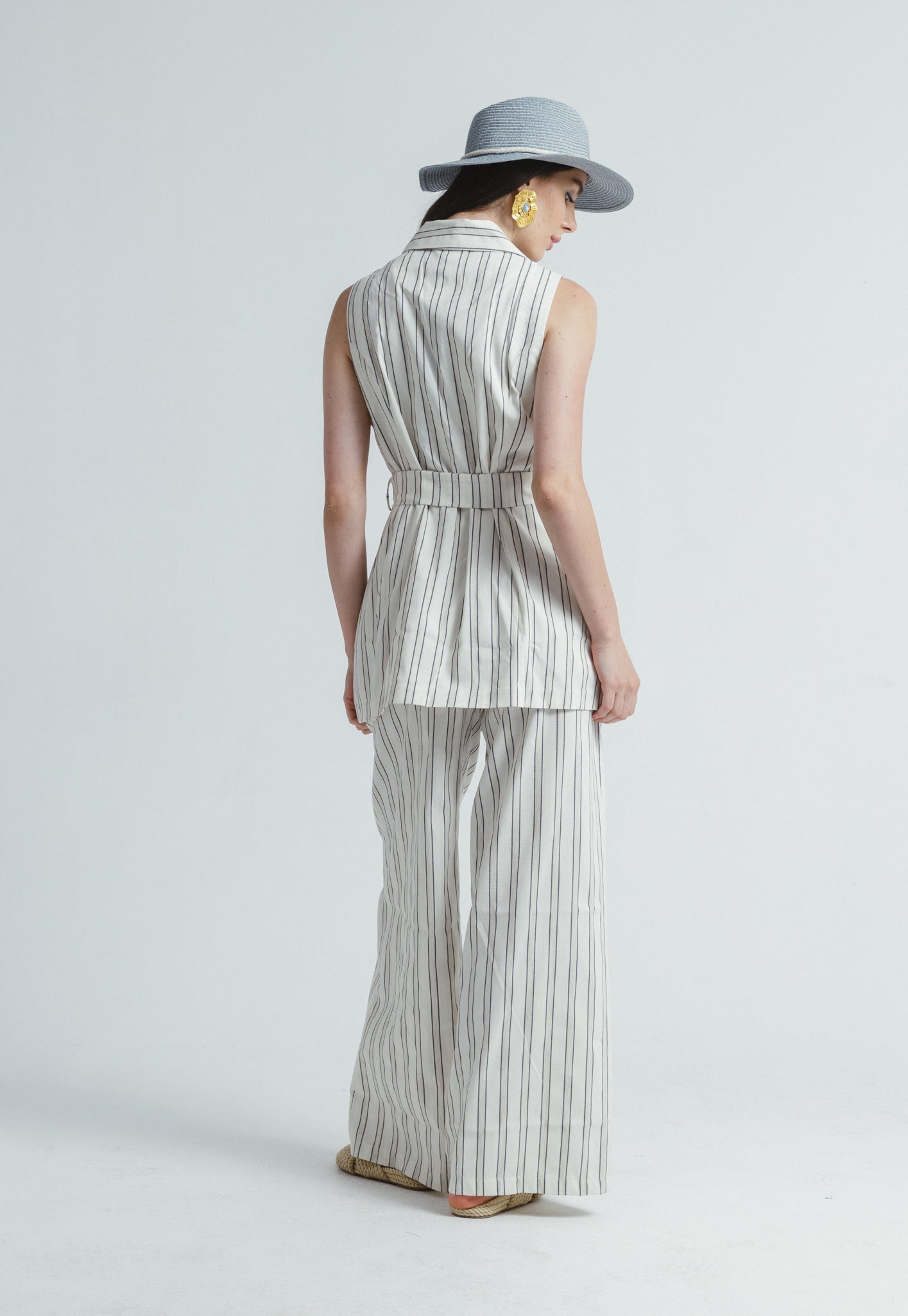 Striped Linen Set - Black