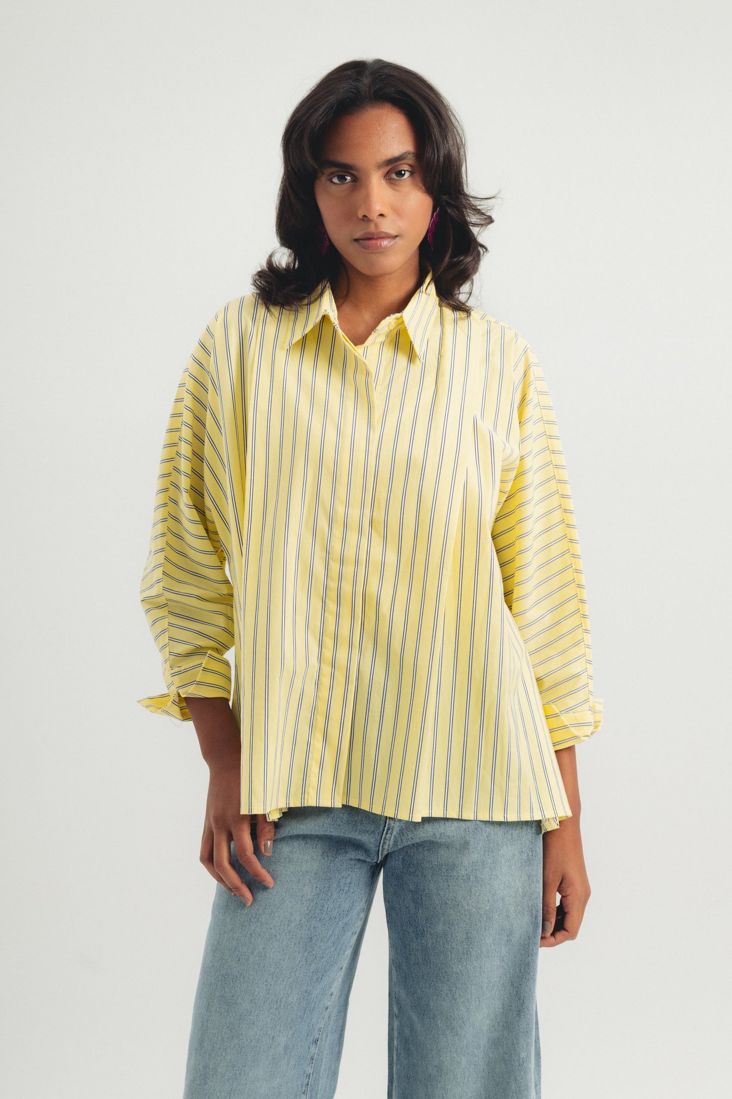 Buttoned Striped Shirt - Yellow